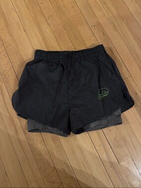 Women's Black Athletic Shorts with Green Accent